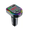 F5 Car Mp3 Player FM Transmitters With Atmosphere Light Overload Protection Digital Led Automatic Memory Bluetooth-Compatible V5.0 Receiver