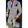 Ternos masculinos blazers 2022 moda treliça terno fino ajuste baile de formatura casamento para homens noivo smoking jaqueta calças definir personalizado branco casu200m