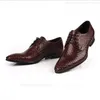 Tkane skórzane mężczyźni mody biuro sukienka buty włoskie Oxfords Derby buty wskazywały na wesele