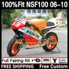 Wtrysk wtrysku z włókna szklanego dla Honda NSF-100 NSF 100 Bodywork 10dh.82 NSF100 06 07 08 09 10 NS-F100 2006 2007 2008 2008 2010 RACE FIBER FAIRING BLUE BLUE