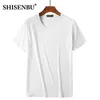 Comfortable Mens Crew Neck Bamboo Fiber Viscose Undershirt Black White Gray Short Sleeve T Shirt Men Summer Tops Plus Size 4XL 220606