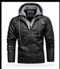 Giacca da moto in pelle PU casual da uomo in pile invernale caldo 2022 cappotto bomber in ecopelle con cappuccio vintage