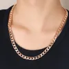 plåt 18k rosguld 7mm kubansk kedja hiphop man halsband 15 18 20 22 24 26 28 30 32 tum mode smycken