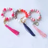 Bracelet de perles en Silicone de qualité alimentaire, porte-clés en velours coréen fait à la main pour femme, multicolore en option, vente en gros transfrontalier