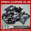 Injektionsformmissioner för Suzuki GSXR 1000 CC K5 GSXR-1000 GSXR1000 05 06 Bodywork 122No.96 1000cc GSX R1000 Grå Röd 2005 2006 GSX-R1000 2005-2006 OEM Body Kit