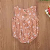 0-18M été bébé filles coton lin sans manches imprimé fleuri bouton barboteuse infantile enfant en bas âge doux tenue Sunsuit vêtements G220521