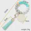 Fashion Wood Chip Silicone Bead Bracelet Keychain Party Favor Pendant 14 Colors Women Key Ring Wrist Strap Tassels Handchain Keys Ring B6