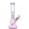 Big Size Verre Bécher Bong Rose Épais Recycleur Tuyau D'eau Nid D'abeille Bras Arbre Diffuseur Dab Rig Bongs avec 45 Degrés 14mm Mâle Bol À Huile 1pcs