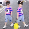 Summer Baby Boys Clothes Suit Stripe Cotton T shirt Jeans Pant 2PCS Set Infant born Clothing 3 4 5 6 7 8 9 10 11 12 Years 220620