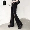 Noir Dentelle Gothique Flare Pantalon Plus La Taille Vintage Fée Grunge Punk Harajuku Pantalon Y2k Foncé Esthétique Emo Alt Vêtements 220325