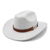 Western Style Men's Cowboy Hat 2022 Autumn Winter Wide Brim Felt Jazz Hats Panama Cowgirl Church Caps Sombrero Hombre