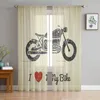 Rideaux Rideaux Rétro Moto J'aime Mon Vélo Tulle Rideaux De Fenêtre Transparents Pour Salon La Chambre Moderne Voile Organza DrapesCurtain