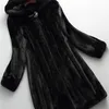 ラウタロ高品質の長い冬のフェイクファーコートフードロングスリーブプラスサイズの温かいふわふわした毛皮のジャケット5xl 6xl 7xl 201214