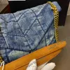 Loulou Puffer Denim omuz çanta çanta çanta lüks tasarımcı tote çantaları kadın kovboy Messenger Fleps çantaları çapraz kavrama 308n