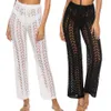 Solid Crochet Bikini Cover Up Long Beach Pants See Through Swimsuit Coverup Pant Wide Leg Beach Coverups Swimming Suit Women267a3592532