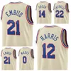 Screen Printed Edition Basketball City Joel Embiid Jersey 21 Georges Niang 20 Tyrese Maxey 0 Danny Green 14 James Harden 1 Tobias Harris 12 Navy Blue White Red Beige