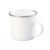 12oz Sublimation Blanks Enamel Mug White Camping Outdoor Coffee Travel Stainless Steel Mug with Silver Rim