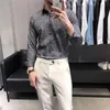 Chemises décontractées pour hommes Robe d'affaires de haute qualité pour hommes à manches longues Slim Fit Social Party Blouse Géométrie réduite Streetwear Vêtements