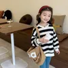 Hoodies & Sweatshirts Spring fashion Girls cotton striped sweatshirts Kids loose 220823