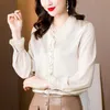 Bluzki damskie koszule długie rękaw białe kobiety wiosenne moda krawędź Koszula dna Koszula