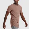 LL-FZ0888 YOGA Outfit Mens Gym Clothing Apport Fitness Wear Sportwear Train Running Loose Shirts Outdoor Tops Kort ärm Ela235m