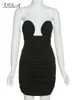 FSDA Stripless Mini Black Bodycon ärmlösa Summer Women Dress Dresses Party Sexig Vit av axelkläder Backless 220702