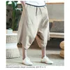 Drop Mężczyźni Harajuku Harem Spodnie Męskie Lato Bawełniana Pościel Joggers Mężczyzna Vintage Chiński Styl Spodnie dresowe Fashions 220323