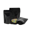 100 PCS Bolsa de ventana con cierre de cremallera negra Stand Up Regalo Alimentos secos Fruta Té Bolsas de embalaje Cremallera Auto sellado Fiesta Bolsa de regalo 201021