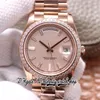 EWF V3 EW228345 EW3255 Amens Amens Watch 40mm Rose Gold Diamonds Bezel Pink Stick Stick Dial Presential Pracelet نفس البطاقة التسلسلية Super Edernity Watches