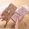 Long fashion Clutch bag Hollowing out Leaf Sequined decorative zipper Hasp leather women clutch wallet