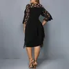 Платья плюс размеры 4xl 5xl 6xl кружевная сетка Сексуальное элегантное платье для вечеринки Красное черное зеленое пурпурное свободное платья для женщин 220613