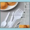 Ice Cream Tools Kitchen Kitchen Dining Bar Home Garden 5000Pcs/Lot Plastic Scoop Folding Fork Spoon Measuring Cre Dhqo2