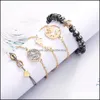 Cuff Bracelets Jewelry 5Pcs/Set Sier Female Cute Simple Map Pine Heart Tassel Braid Bracelet Set Hypoallergenic Gift Drop Delivery 2021 Uymz