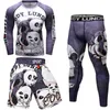 Tute da uomo Pezzi T-shirt Rash Guard stile sportivo/Pantaloncini MMA con stampa digitale personalizzata Set Leggings fitness per uomoUomo