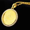 Collares pendientes Clásico otomano Turquía Zircon Moneda conmemorativa Suéter Cadena Collar Colgante