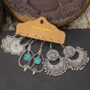 Dangle żyrandol boho wielokolorowy frędzle długie kolczyki dla kobiet dla kobiet vintage etniczna geometria serce okrągły metalowy metal biżuteria wisząca