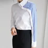 Arrivée femmes col rabattu chemise blanche Blouse rayé Patchwork élégant Chic Style coréen Feminina Blusa T9O908F 220812