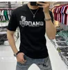 Summer Loose Men's T-shirts Bear Printing Hot Diamond Design Short Sleeve 2022 Ins Style Populära tees Merceriserad bomull Rund halskläder Topp Black White M-5XL