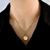 Heart Smile Coin Pendant Necklace Flat bottom solid love for women Gold Color Gifts316b