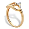 أزياء خاتم إصبع قلب مزدوج للنساء CZ Zirconia Crystal Gold Rose Hollow Out Wedding Party Gifts 220719