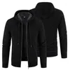 Herrtr￶jor Trendiga vinterjacka med hatt plus storlek Zip Up Thermal Soft tr￶ja Coat Men Coatmen's