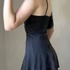Darlingaga y2k retro spets lapptäcke rem båge svart klänning mini mode estetiska klubb party sexiga klänningar för kvinnor kläder 220630