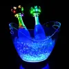 Party Decoration 8L Bar LED Ice Buckets Acrylic Luminous Barrel Rechargeable Changing Bucket Champagne Beer Plastic DH8965