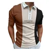 Yaz Şerit Sözü Baskı Tasarım Zip Up Golf Polos T-Shirt Erkekler İnce Fit Zipper Yakel Polyester Pamuk Polos Tişörtleri Pls1