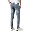 Lente 2022 en zomer heren jeans blauwe boetiek eenvoudige medium taille micro elastische kleine rechte jean