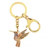 Keychains Enamel Alloy Anime Floral Hummingbird Bird Key Chain Ring Handbag Car Wallet Decoration Keychain For Women Girls GiftKeychains Fie