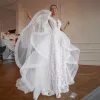 Abiti da sposa eleganti con applicazioni in pizzo Abiti da sposa con strascico staccabile Bottoni con scollo a V senza maniche su misura Vestido de novia