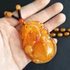 Pendentif Colliers Chinois Jaune Cire D'abeille Chandail Collier Goutte D'eau Fleurs Gourde Feuilles Ambre Hommes Femmes Bijoux ChainPendant Sidn22