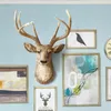 Deer Head Wall Decoration Original European Animal Statue Hanging Living Room Background Sculpture Mural Ornaments Resin Craft 220617