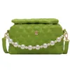 Kvällspåsar damer romb Pearl Handle Chain Shoulder Bag Fashion Messenger Högkvalitativ trendig liten fyrkantig kvinnor